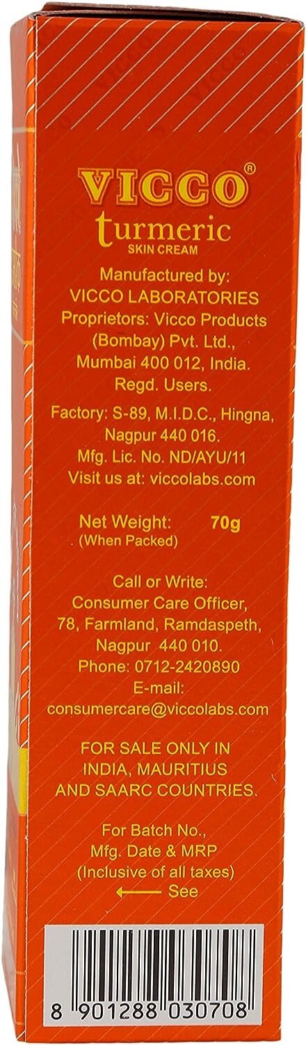 Vicco Turmeric skin Cream 70gm / Prevents cures skin infections  Free Shipping